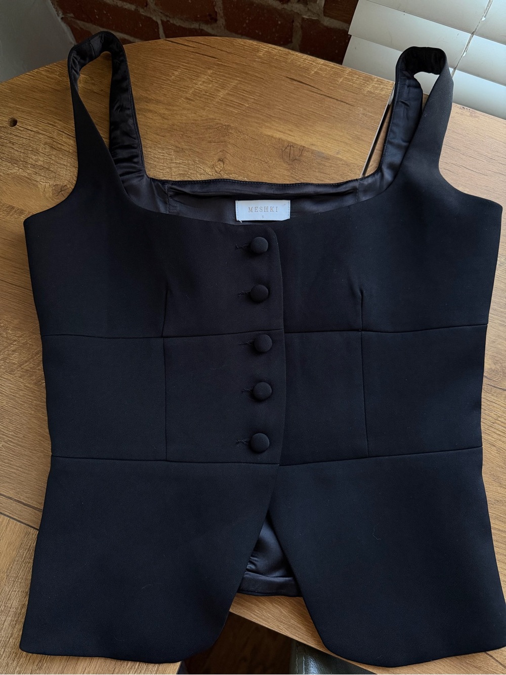 Meshki Black Structured Button-Front Vest
